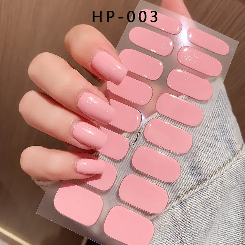 UV Semi-Cured Gel Nail Wraps Stickers Strips French Long Lasting Full Cover LED Gel Semi Cured Nail Sliders For Nail Extension &