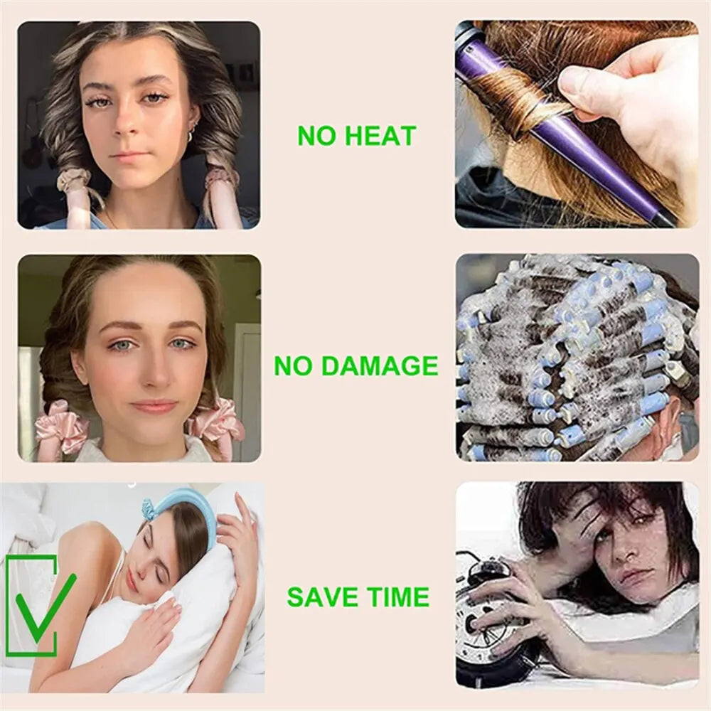 Simple Curling Stick Portable Household Sleep Curling Foam Wave Curler Lazy Person No Heat Curling Hairdressing Tool Set