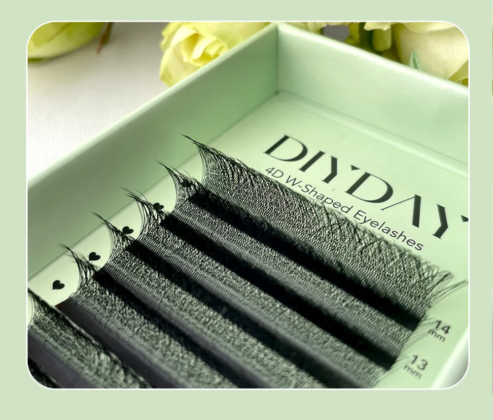 DIYDAY Double Tips 3DW 4DW Eyelash Extension 6D 8D W Shape Mink False Eyelashes 4D W-shaped Fake Lash Premade Fans for Makeup