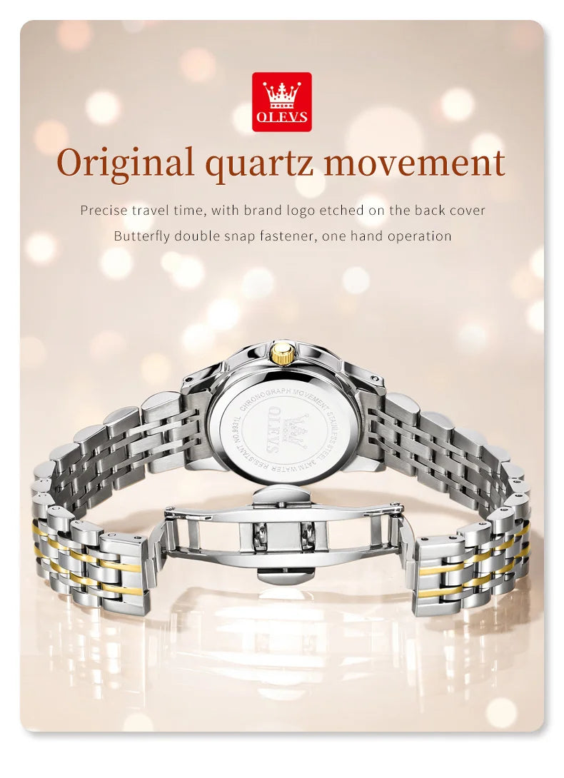 OLEVS Top Brand Women's Watches Elegant Rhombus Mirror Original Quartz Ladies Wristwatch Stainless Waterproof Diamond Wristwatch