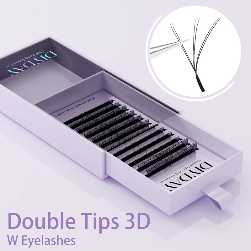 DIYDAY Double Tips 3DW 4DW Eyelash Extension 6D 8D W Shape Mink False Eyelashes 4D W-shaped Fake Lash Premade Fans for Makeup