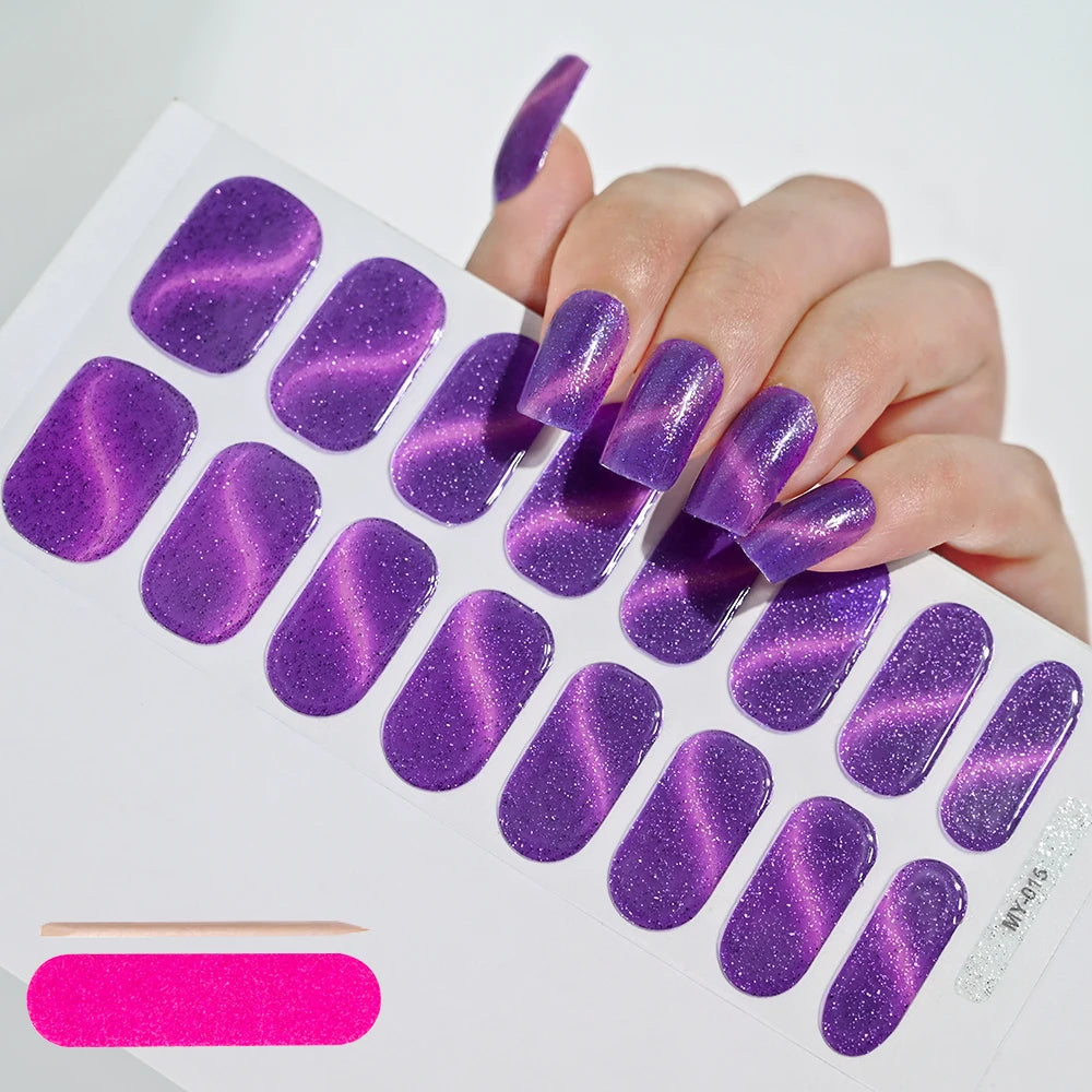 UV Semi-Cured Gel Nail Wraps Stickers Strips French Long Lasting Full Cover LED Gel Semi Cured Nail Sliders For Nail Extension &