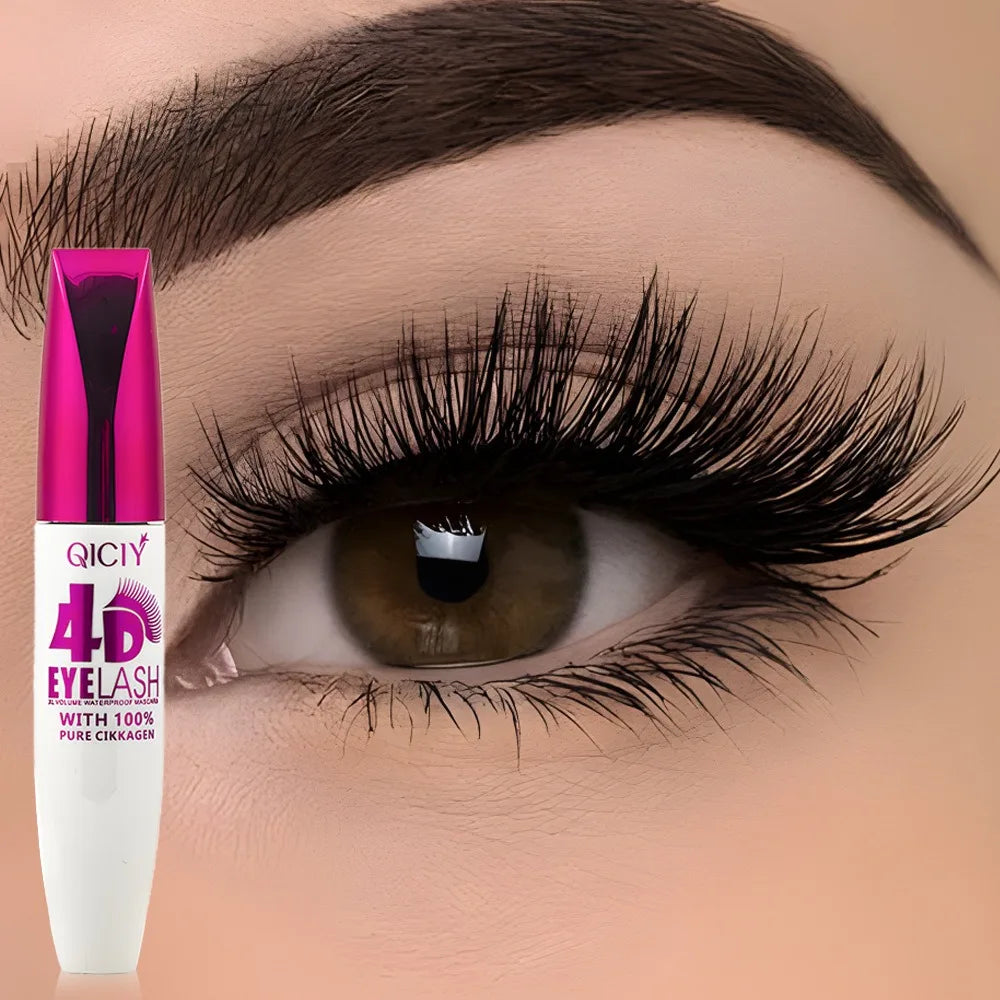 4D Waterproof Curling Mascara Lengthens Eyelashes Extension Black Silk Fiber Lasting Mascara Cosmetic No Smudging Female Makeup