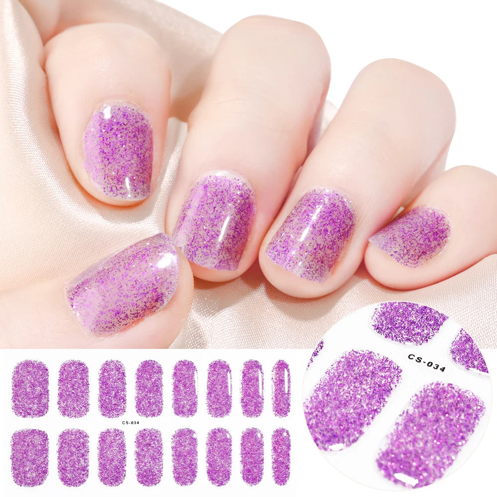 UV Semi-Cured Gel Nail Wraps Stickers Strips French Long Lasting Full Cover LED Gel Semi Cured Nail Sliders For Nail Extension &
