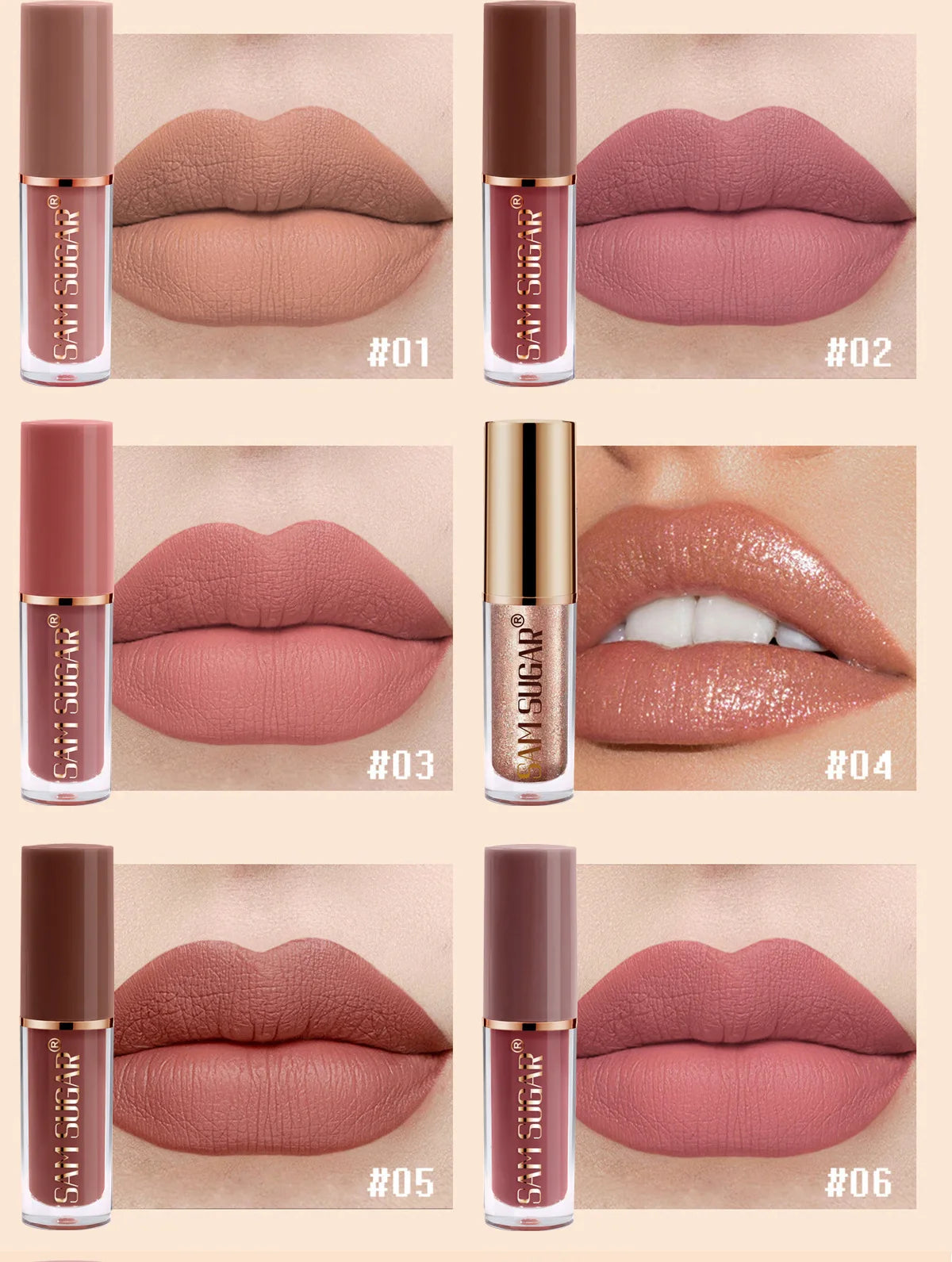 SAM SUGAR 12pcs/set muticolor Book Lip Gloss Set Matte Velvet Non-stick Cup longlasting waterproof easy color Lip gloss lipstick