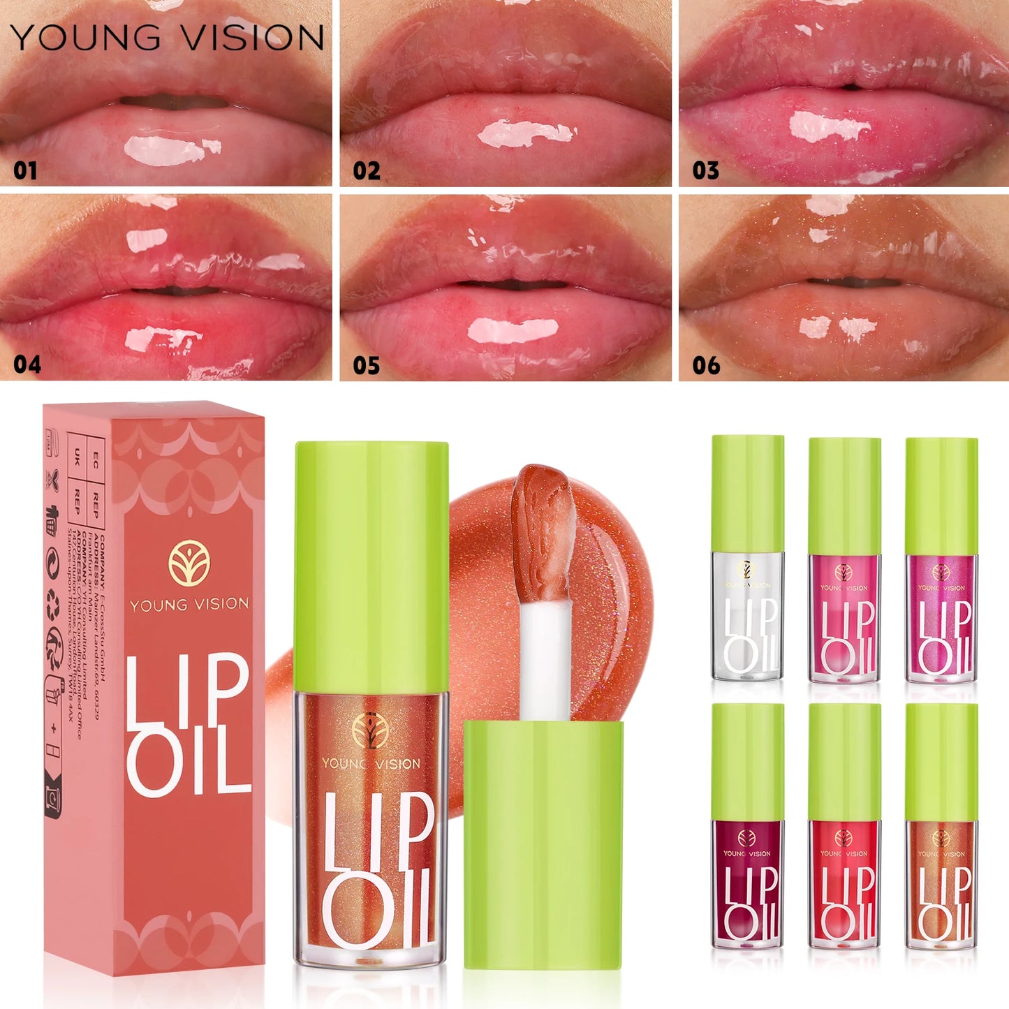 YOUNG VISION Transparent Lip Oil 6 Colors Available for Lip Moisturizing Lip Oil, Lip Enriching Lip Protection, Lipgloss