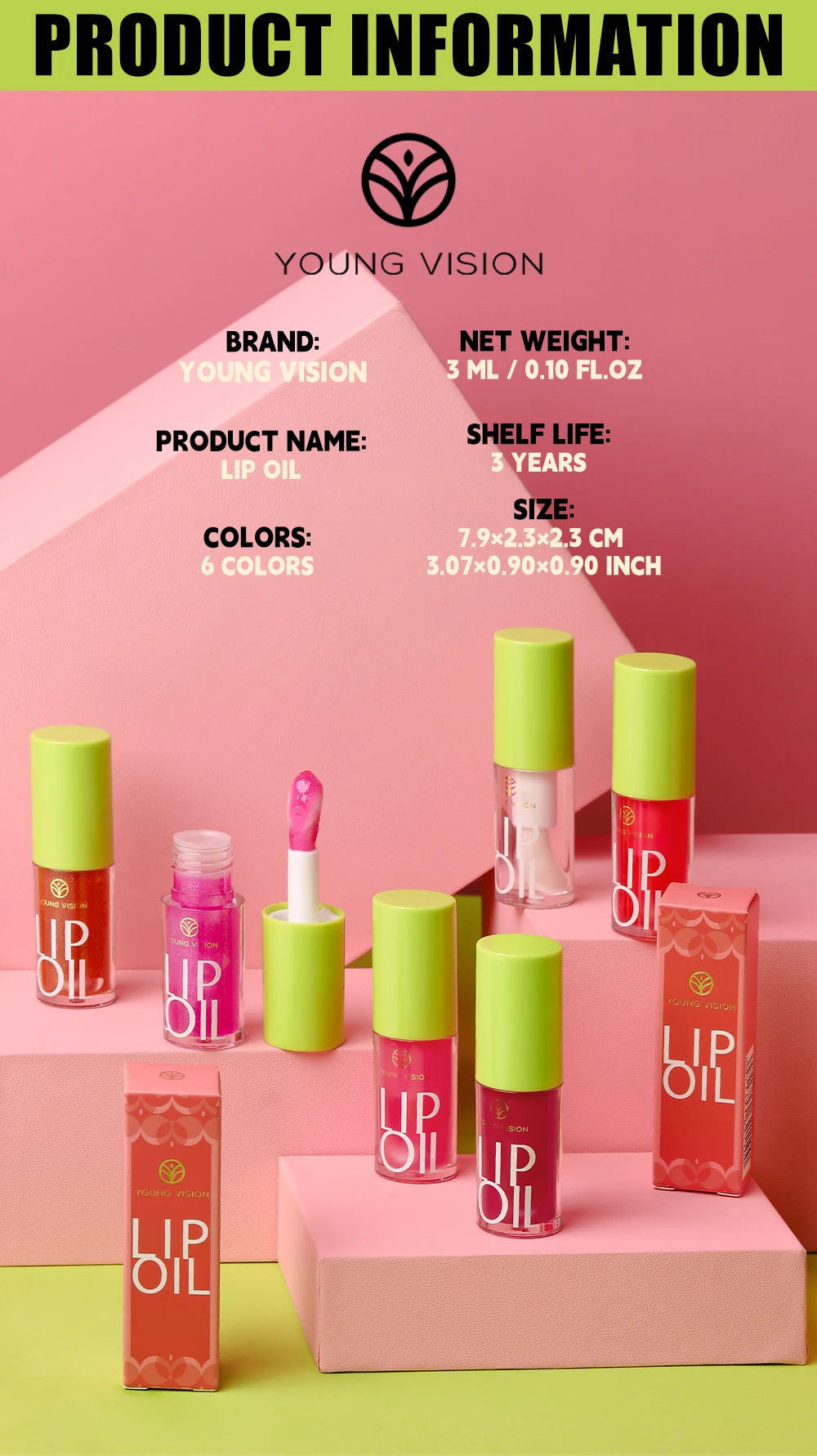 YOUNG VISION Transparent Lip Oil 6 Colors Available for Lip Moisturizing Lip Oil, Lip Enriching Lip Protection, Lipgloss