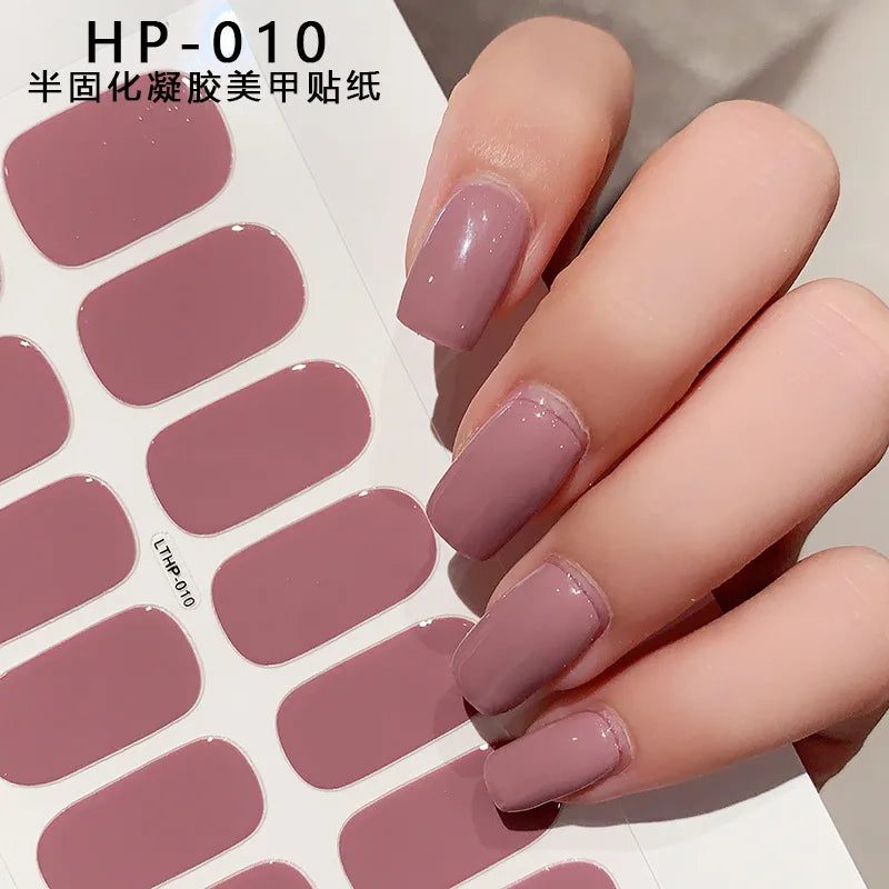 UV Semi-Cured Gel Nail Wraps Stickers Strips French Long Lasting Full Cover LED Gel Semi Cured Nail Sliders For Nail Extension &