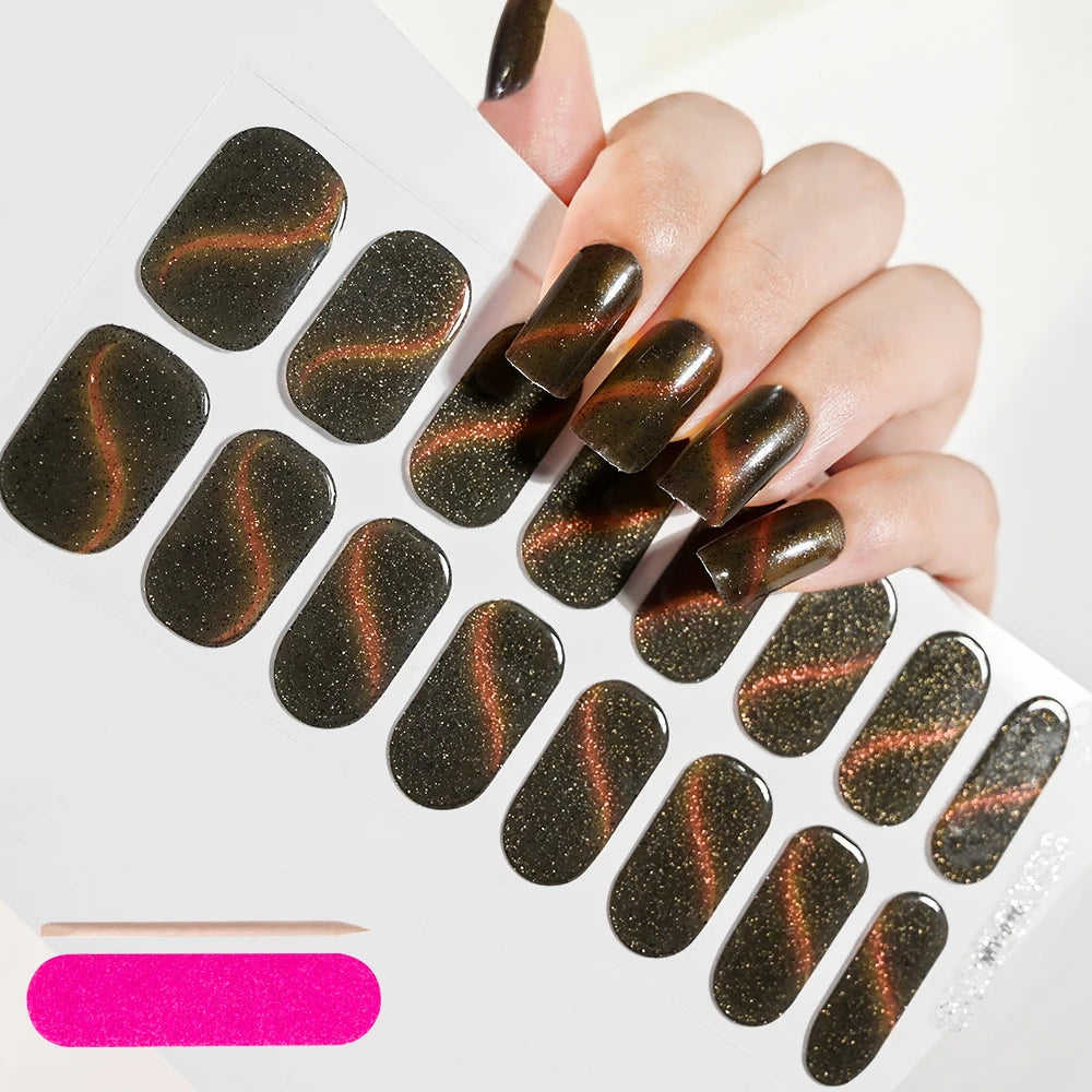 UV Semi-Cured Gel Nail Wraps Stickers Strips French Long Lasting Full Cover LED Gel Semi Cured Nail Sliders For Nail Extension &