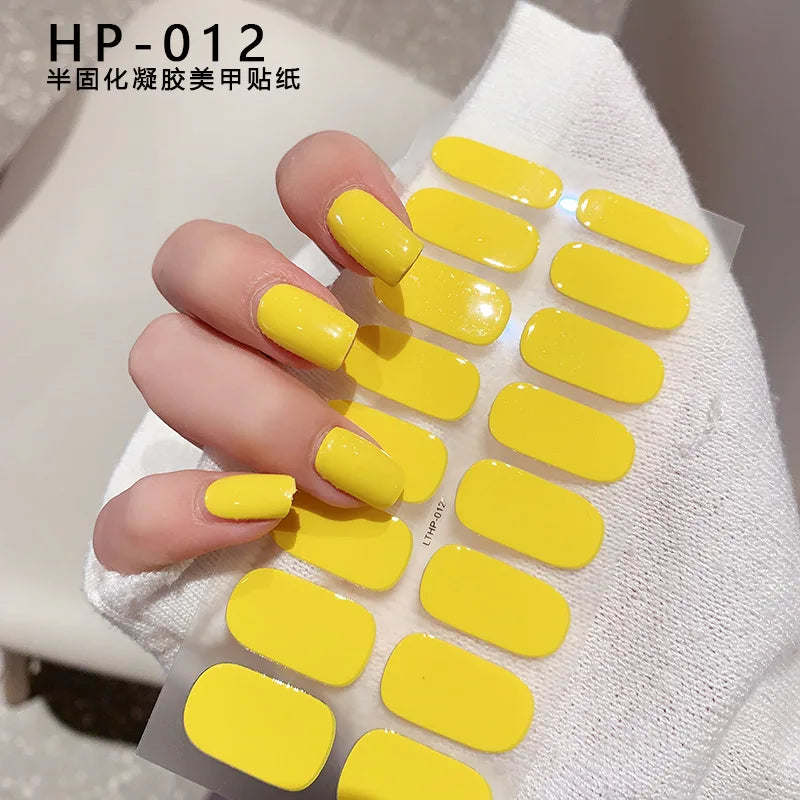 UV Semi-Cured Gel Nail Wraps Stickers Strips French Long Lasting Full Cover LED Gel Semi Cured Nail Sliders For Nail Extension &