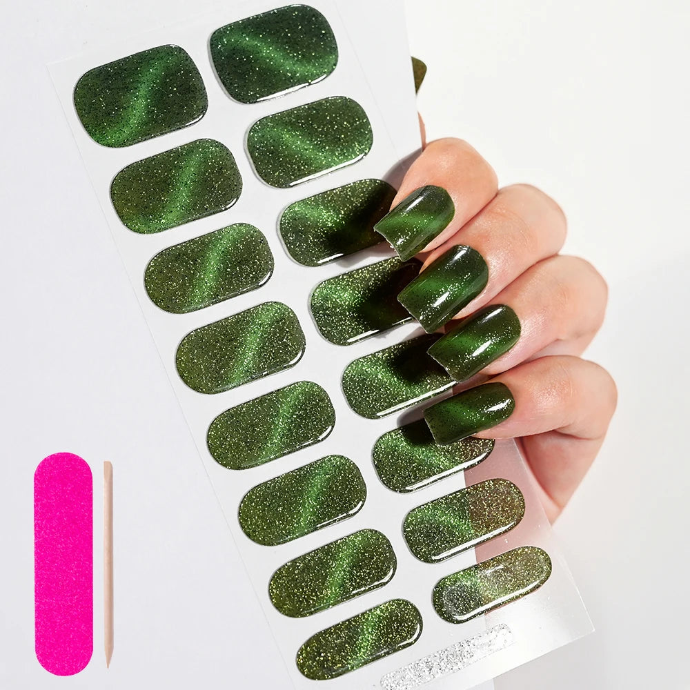 UV Semi-Cured Gel Nail Wraps Stickers Strips French Long Lasting Full Cover LED Gel Semi Cured Nail Sliders For Nail Extension &