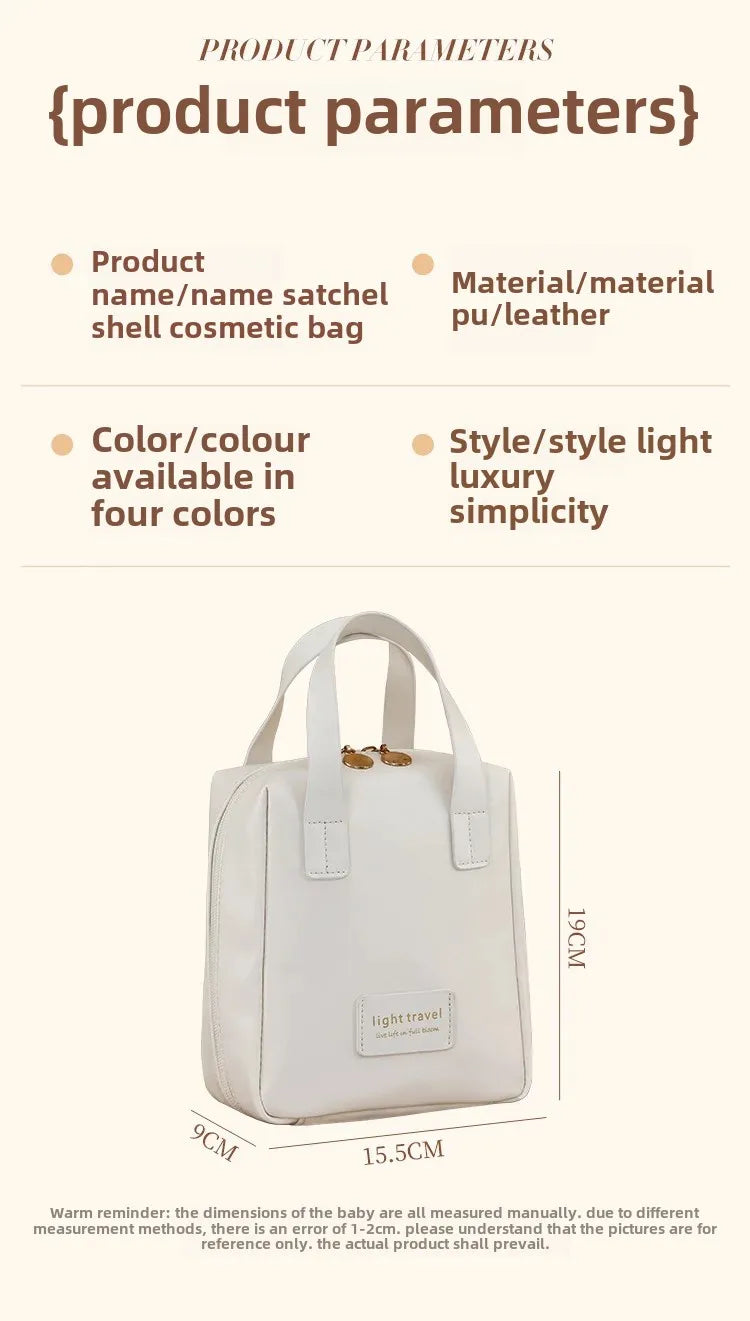 New Large Capacity Travel Cosmetic Bag Portable Leather Toiletry Bag with Handle Organizer Multifunctional Waterproof Makeup Bag