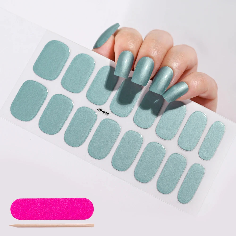 UV Semi-Cured Gel Nail Wraps Stickers Strips French Long Lasting Full Cover LED Gel Semi Cured Nail Sliders For Nail Extension &