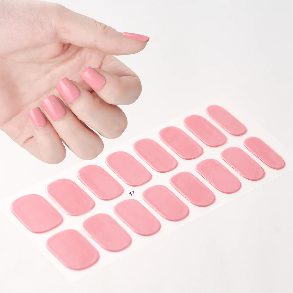 UV Semi-Cured Gel Nail Wraps Stickers Strips French Long Lasting Full Cover LED Gel Semi Cured Nail Sliders For Nail Extension &