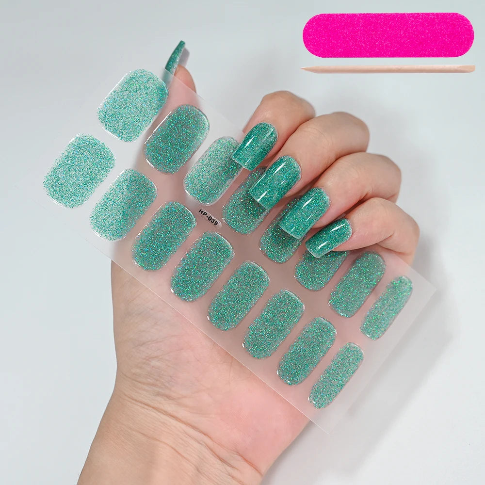 UV Semi-Cured Gel Nail Wraps Stickers Strips French Long Lasting Full Cover LED Gel Semi Cured Nail Sliders For Nail Extension &