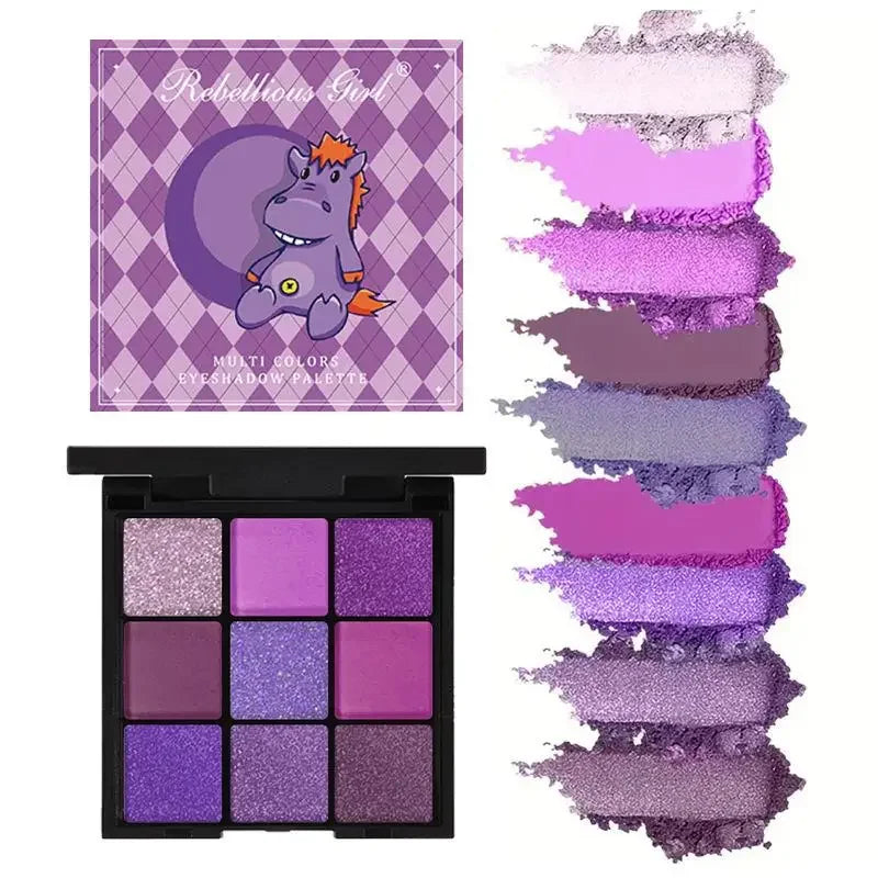 9-Grid Red Eyeshadow Palette Purple Glitter Pearlescent Matte Eye Shadow Shimmer Makeup Long Lasting Women Beauty Eye Cosmetics