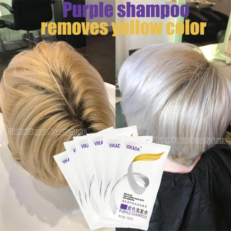 Gray Color Fixing Hair Dye Shampoo Cover Gray Hair Fade Yellow After Bleach Hair Shampoo Non-irritating Purple Shampoo Blonde