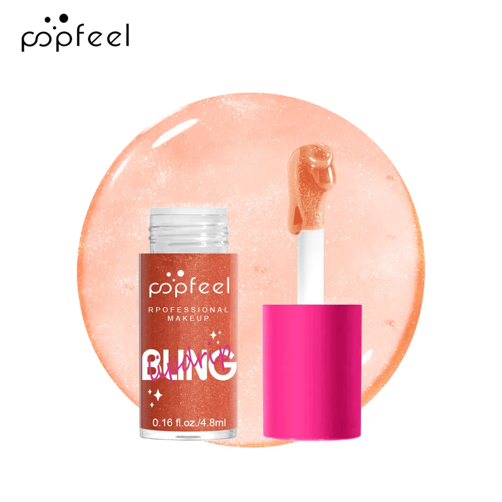 POPFEEL Lip Oil Lip Balm, Hydrating Lip Glow Oil Fit Oil Lip Care, Shiny Transparent Lip Gloss Plumping,Long Lasting