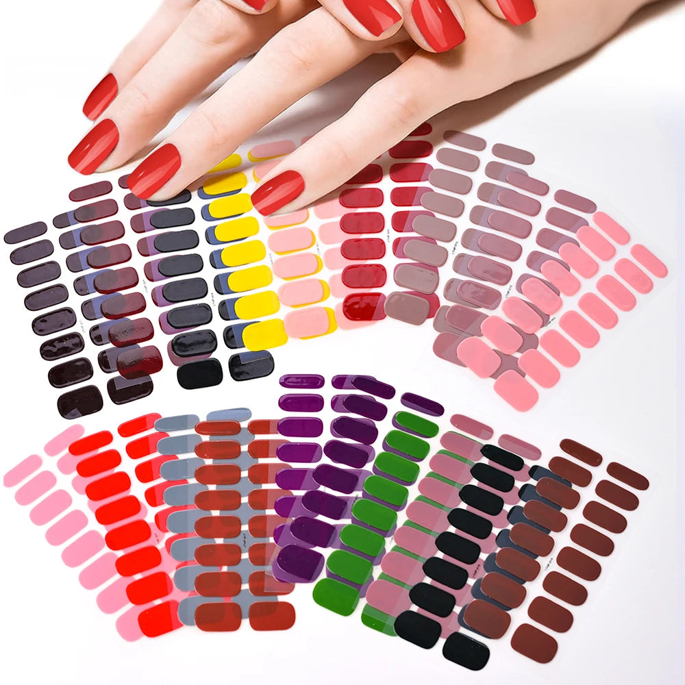 UV Semi-Cured Gel Nail Wraps Stickers Strips French Long Lasting Full Cover LED Gel Semi Cured Nail Sliders For Nail Extension &