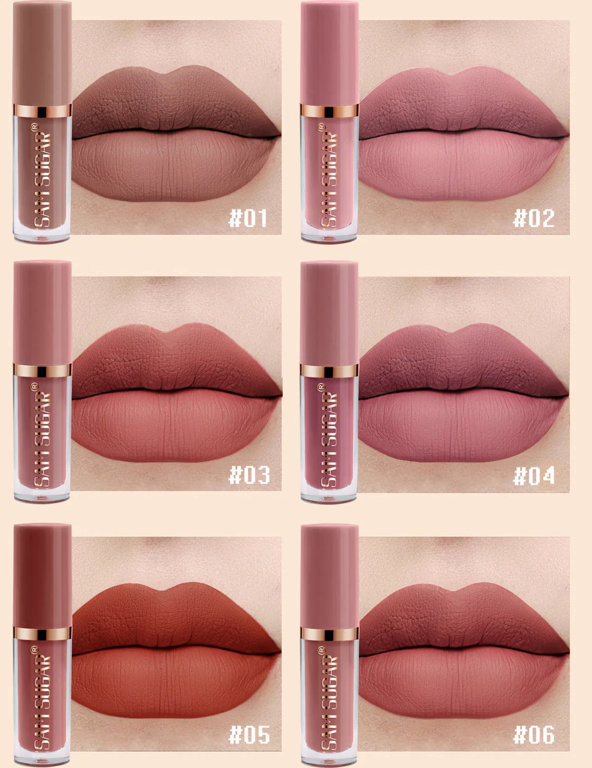 SAM SUGAR 12pcs/set muticolor Book Lip Gloss Set Matte Velvet Non-stick Cup longlasting waterproof easy color Lip gloss lipstick