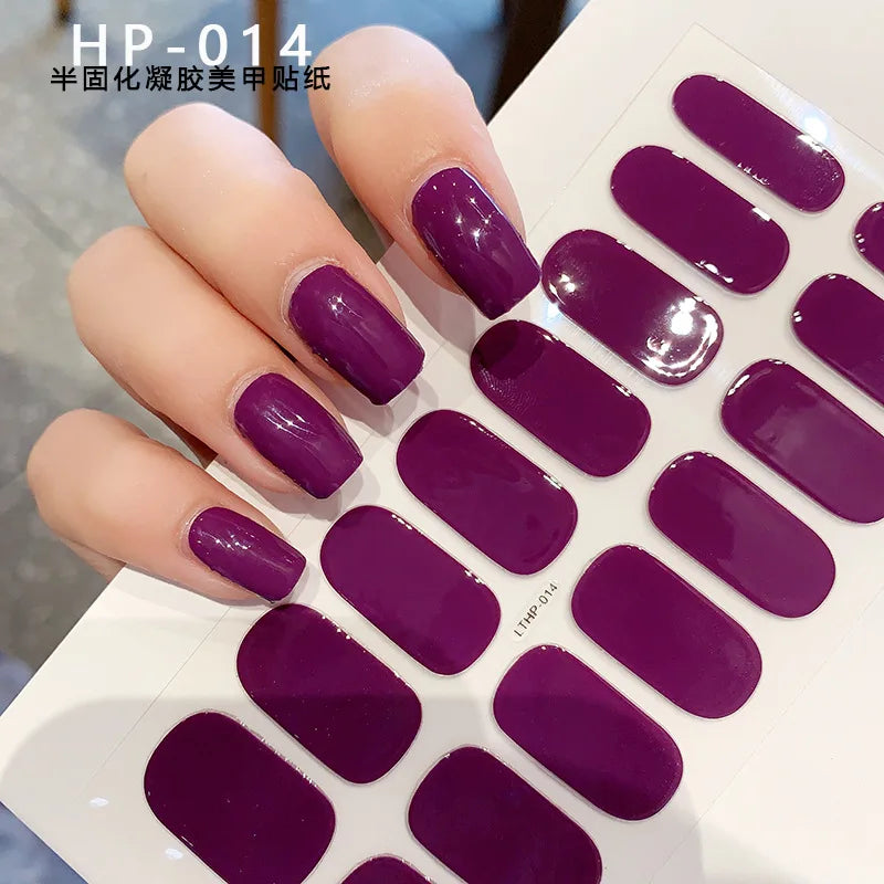 UV Semi-Cured Gel Nail Wraps Stickers Strips French Long Lasting Full Cover LED Gel Semi Cured Nail Sliders For Nail Extension &