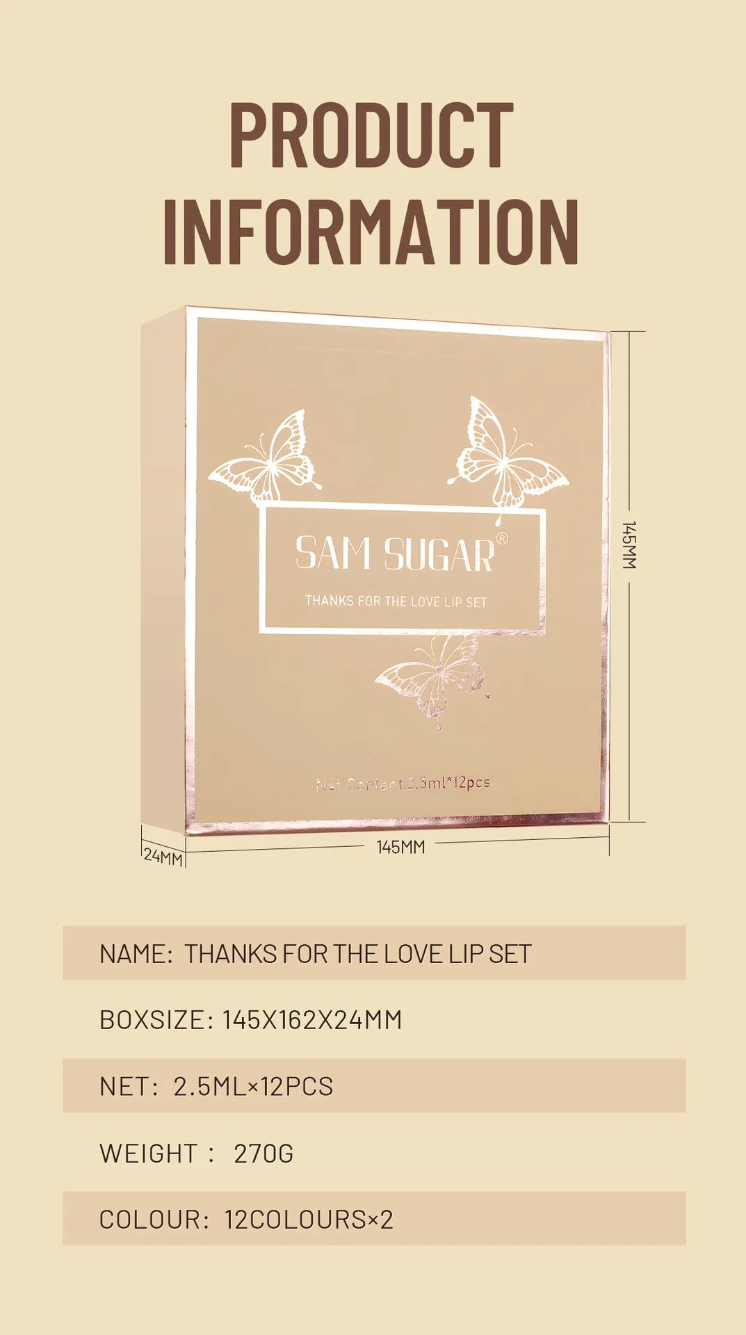 SAM SUGAR 12pcs/set muticolor Book Lip Gloss Set Matte Velvet Non-stick Cup longlasting waterproof easy color Lip gloss lipstick