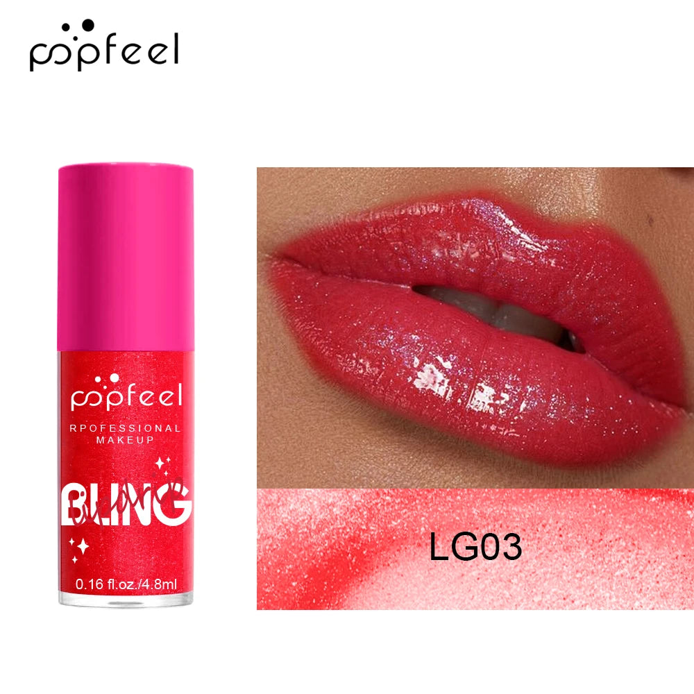 POPFEEL Lip Oil Lip Balm, Hydrating Lip Glow Oil Fit Oil Lip Care, Shiny Transparent Lip Gloss Plumping,Long Lasting