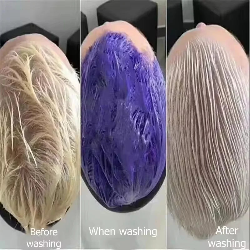 Gray Color Fixing Hair Dye Shampoo Cover Gray Hair Fade Yellow After Bleach Hair Shampoo Non-irritating Purple Shampoo Blonde