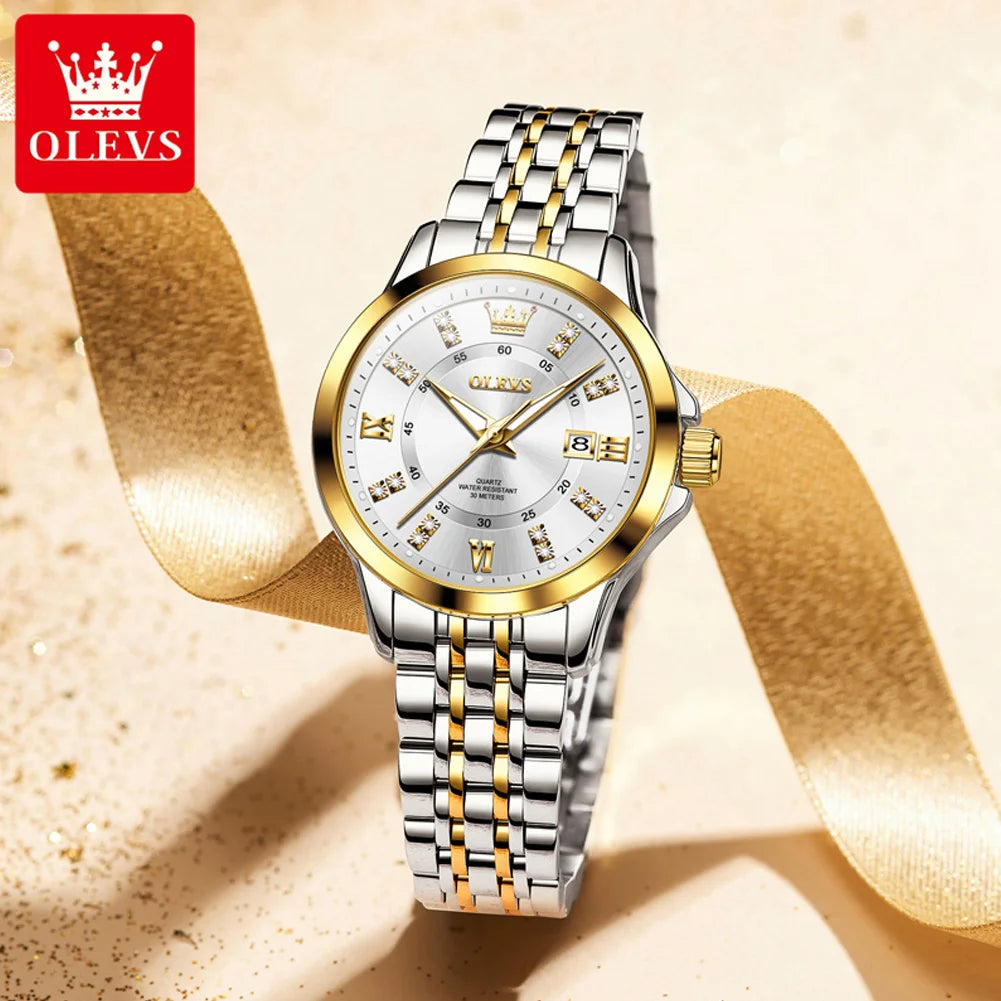 OLEVS 3620 Womens Watches Original Brand Elegant Fashion Quartz Wirtwatch For Ladies Waterproof Luminous Diamond Scale Reloj