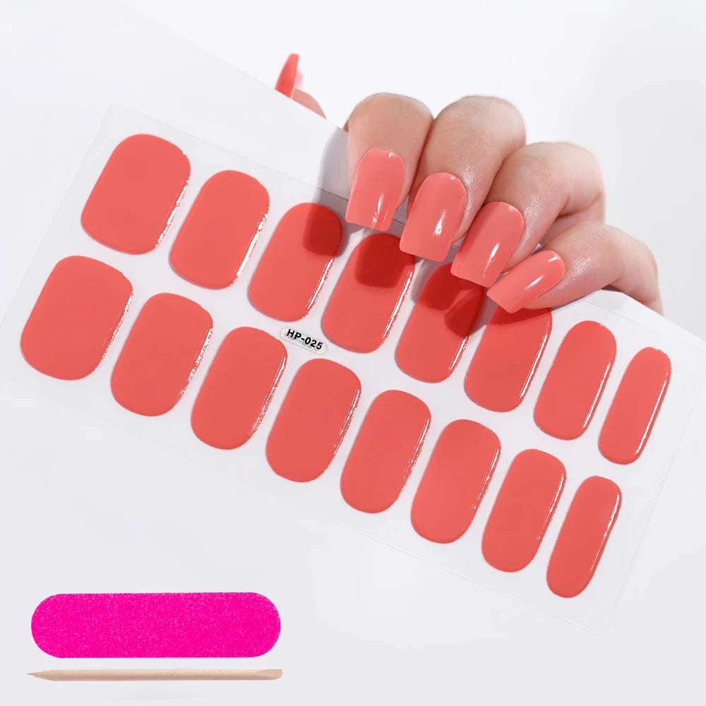 UV Semi-Cured Gel Nail Wraps Stickers Strips French Long Lasting Full Cover LED Gel Semi Cured Nail Sliders For Nail Extension &