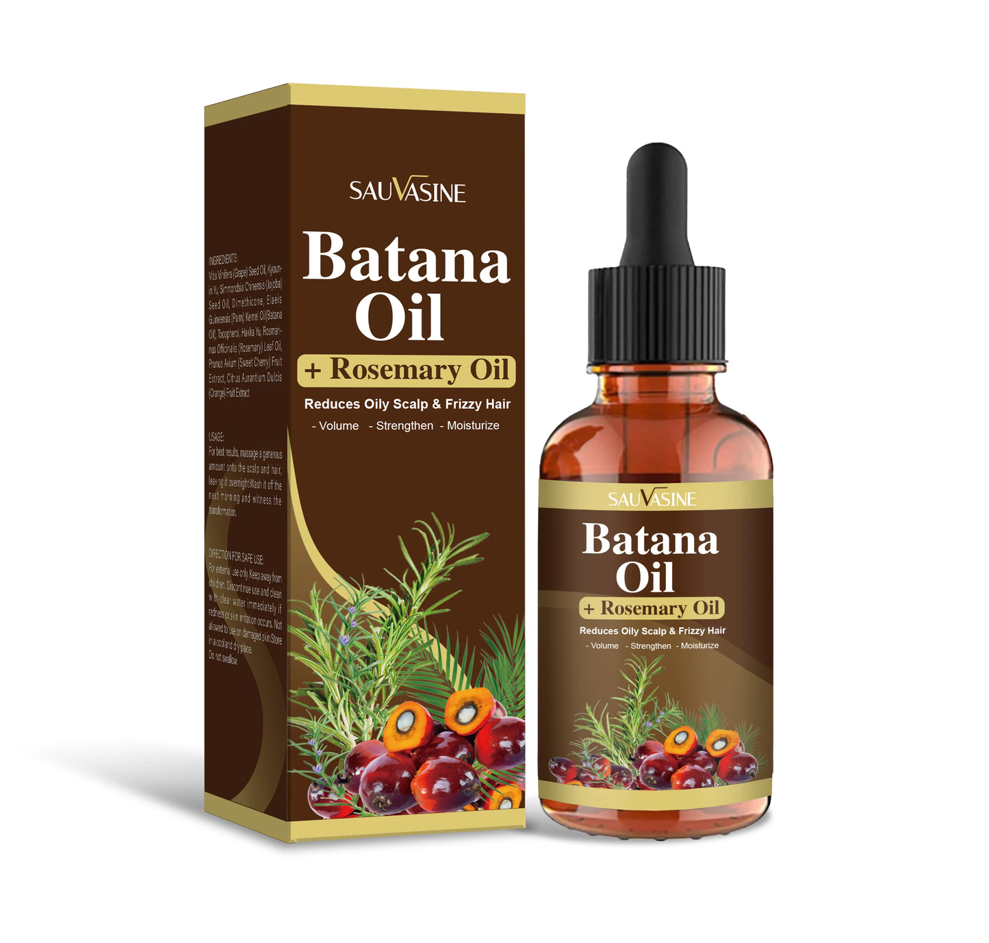 30ML Batana Oil with Rosemary for Hair Growth Reduce Hair Loss Organic Oil for Strengthening Scalp Moisturizing Hair Care Oil