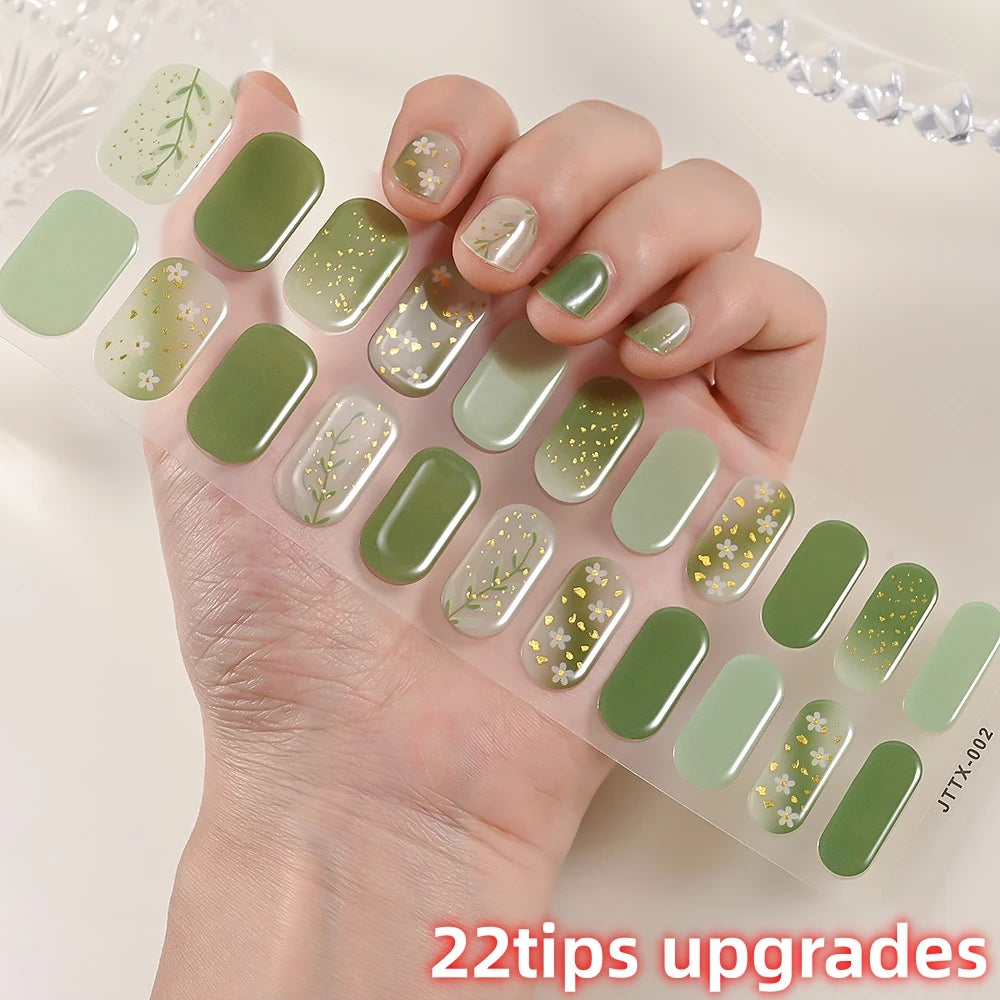 UV Semi-Cured Gel Nail Wraps Stickers Strips French Long Lasting Full Cover LED Gel Semi Cured Nail Sliders For Nail Extension &