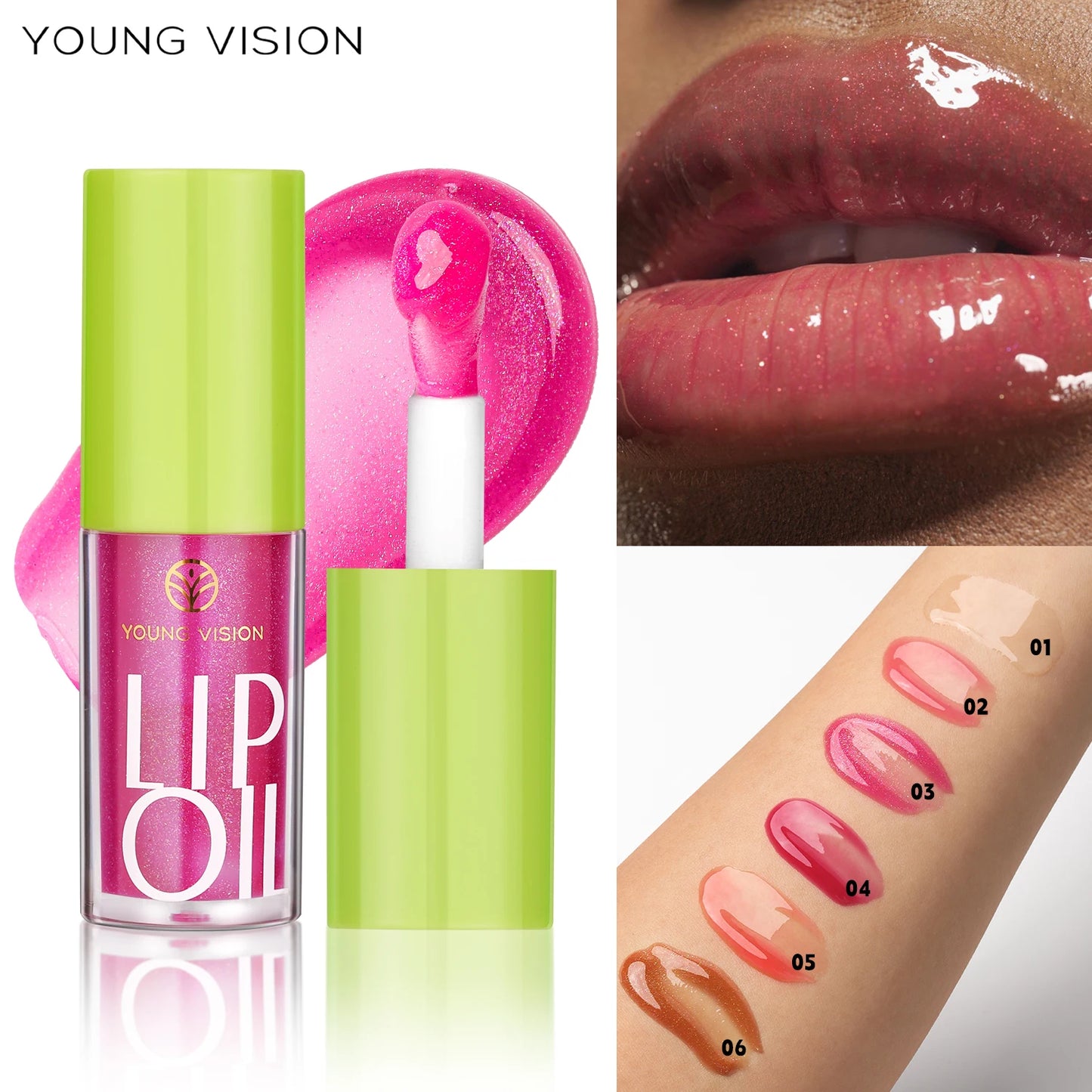 YOUNG VISION Transparent Lip Oil 6 Colors Available for Lip Moisturizing Lip Oil, Lip Enriching Lip Protection, Lipgloss