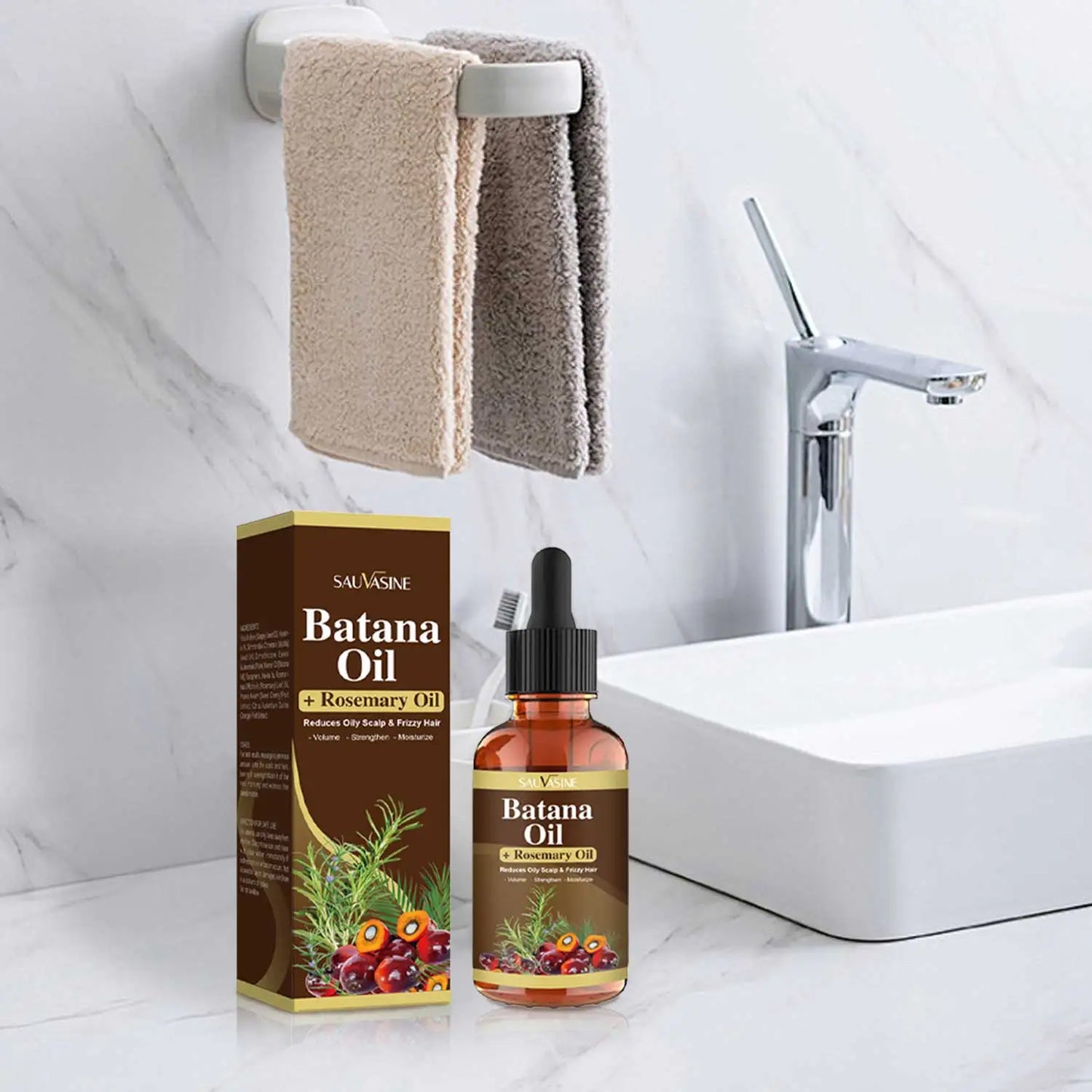 30ML Batana Oil with Rosemary for Hair Growth Reduce Hair Loss Organic Oil for Strengthening Scalp Moisturizing Hair Care Oil