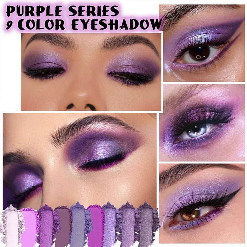 9-Grid Red Eyeshadow Palette Purple Glitter Pearlescent Matte Eye Shadow Shimmer Makeup Long Lasting Women Beauty Eye Cosmetics